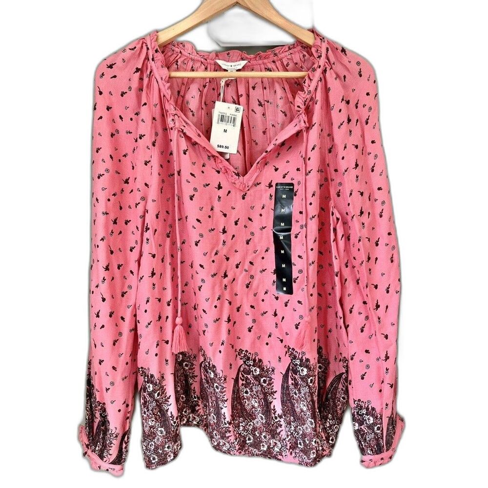 Women's Size M NWT Boho Festival Pink Giselle Lucky Brand Shirt Top